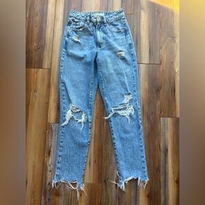 Garage Denim Mom Jeans Womens Size 00 23 Distressed High Rise Light Wash